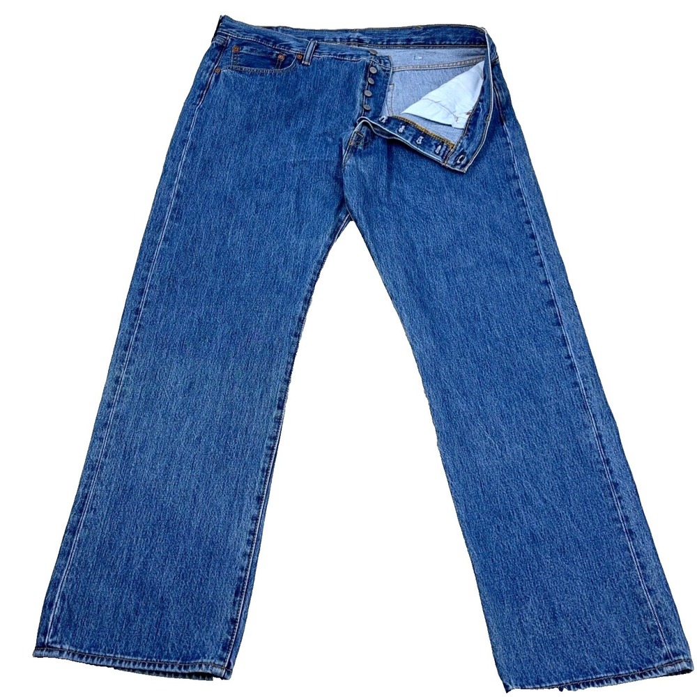 Levis 501 Jeans Men 40x32 Straight Leg Reg Fit Med Wash Whiskered Button Fly